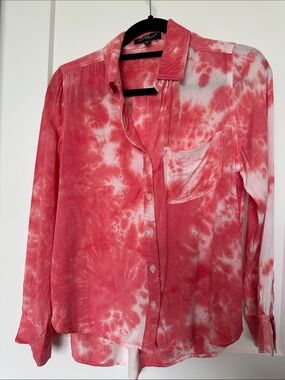 Velvet Heart Pink Tie-Dye Button Down Shirt M-L